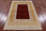 Modern Gabbeh Hand Knotted Area Rug 4 X 6 - Golden Nile