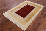 Modern Gabbeh Hand Knotted Area Rug 4 X 6 - Golden Nile