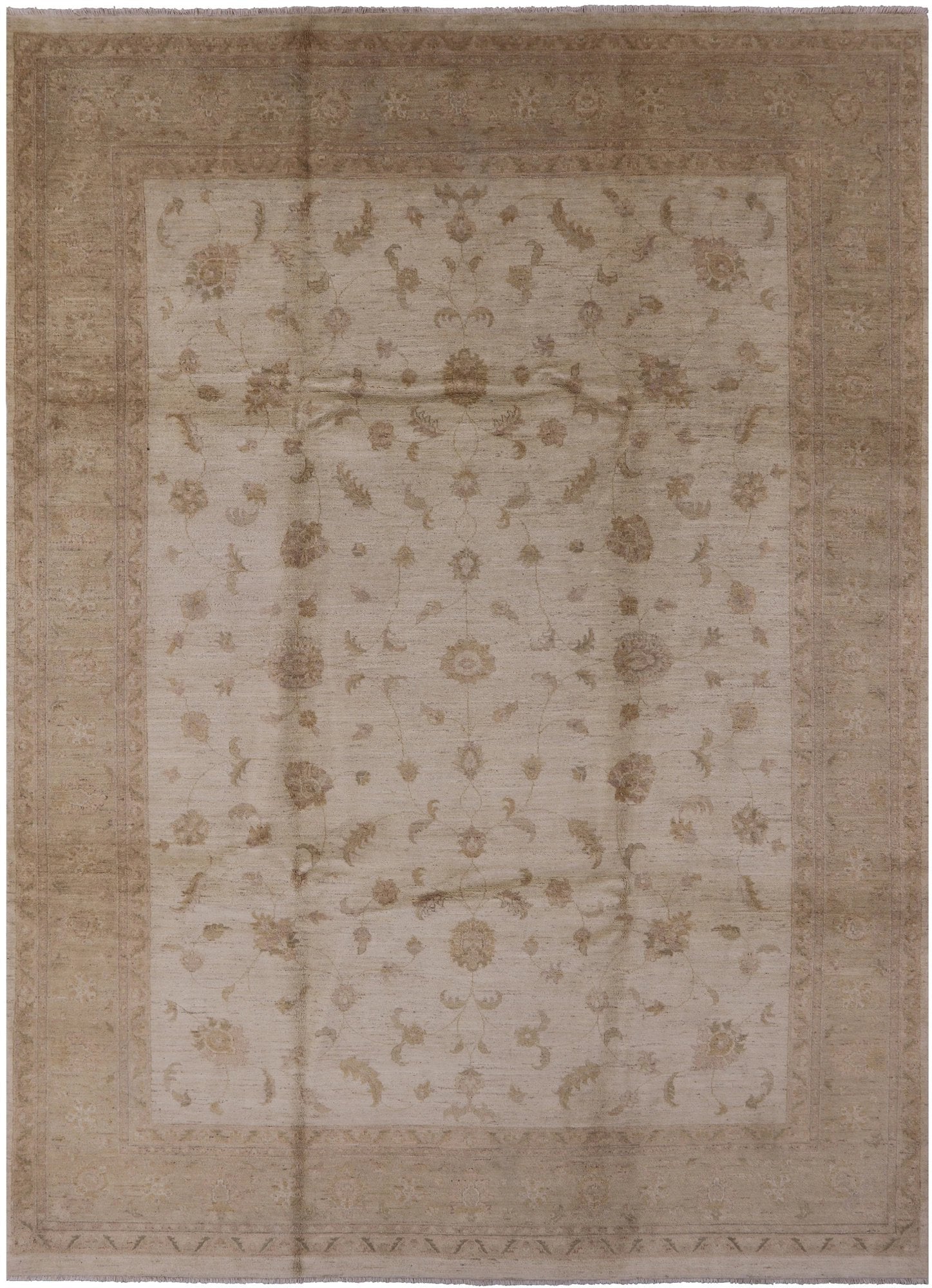 Ivory Chobi Peshawar Hand Knotted Rug - 8' 10" X 12' 3" - Golden Nile