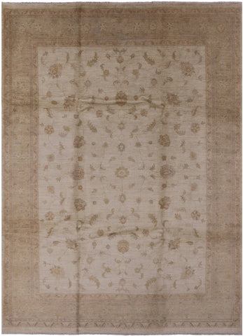Ivory Chobi Peshawar Hand Knotted Rug - 8' 10
