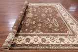 Brown Peshawar Hand Knotted Wool Area Rug - 8' 0" X 9' 7" - Golden Nile