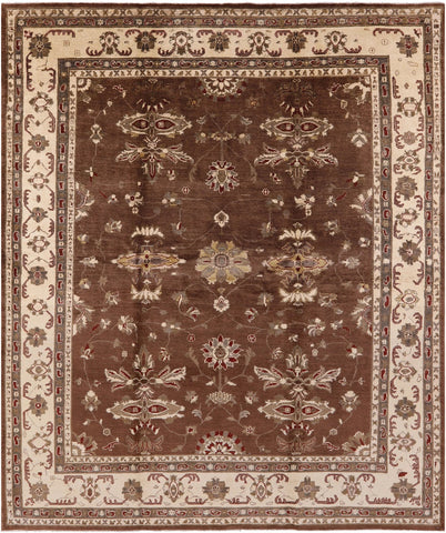 Brown Peshawar Hand Knotted Wool Area Rug - 8' 0