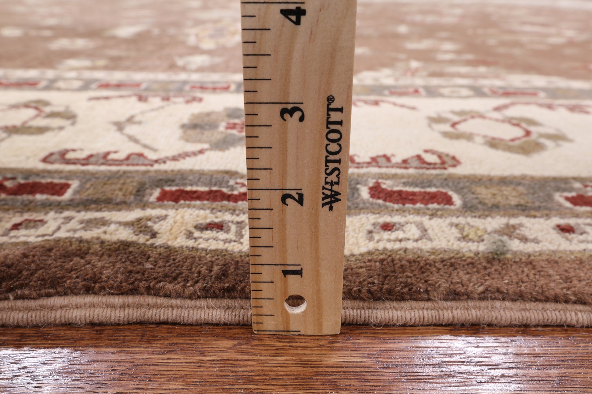 Brown Peshawar Hand Knotted Wool Area Rug - 8' 0" X 9' 7" - Golden Nile