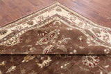 Brown Peshawar Hand Knotted Wool Area Rug - 8' 0" X 9' 7" - Golden Nile