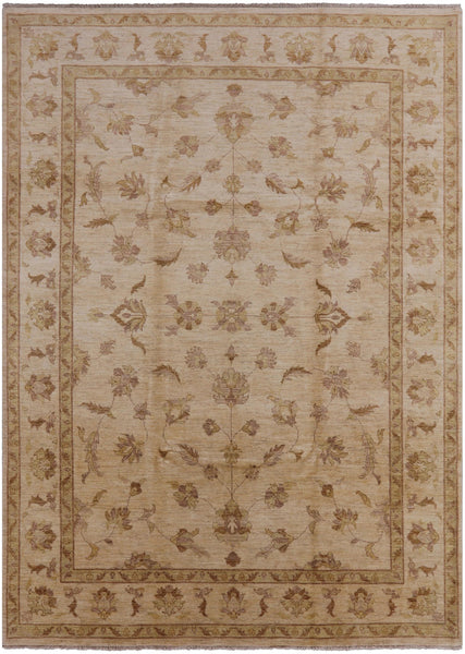 Ivory Peshawar Hand Knotted Rug - 8' 2" X 11' 4" - Golden Nile