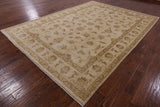Ivory Peshawar Hand Knotted Rug - 8' 2" X 11' 4" - Golden Nile