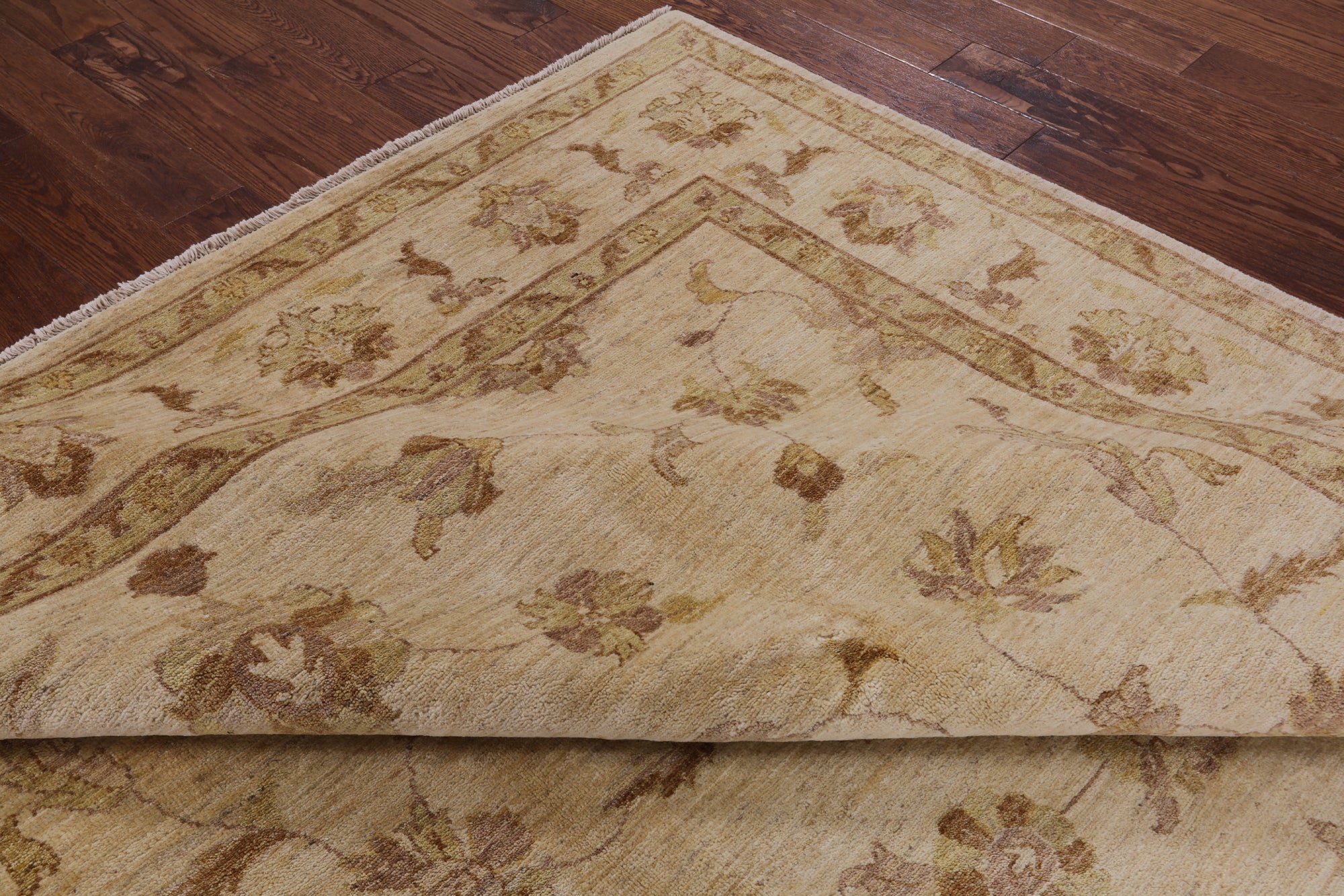 Ivory Peshawar Hand Knotted Rug - 8' 2" X 11' 4" - Golden Nile