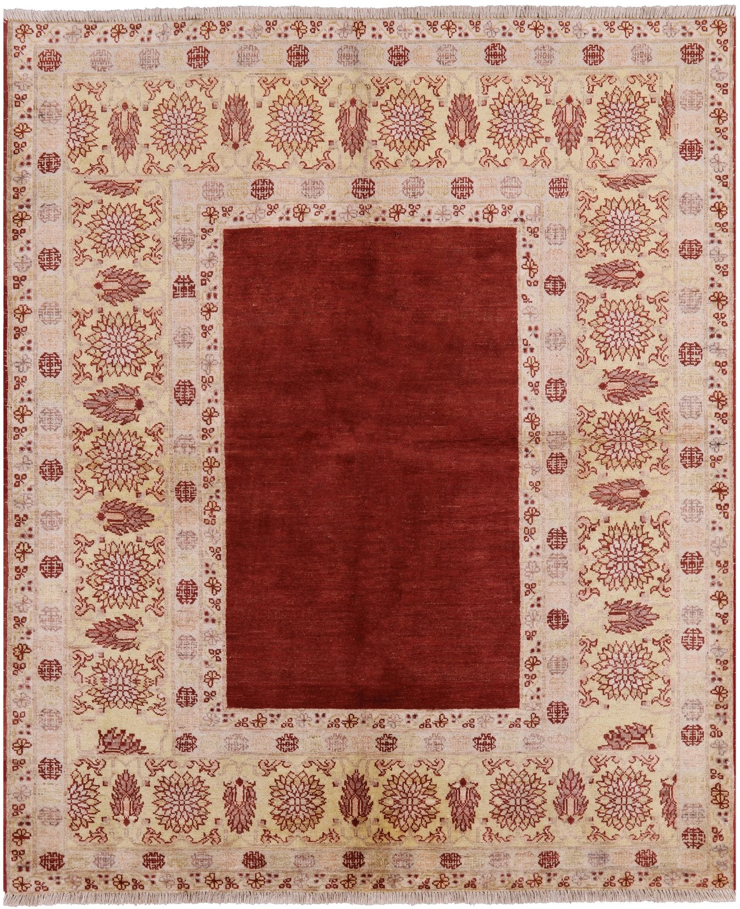 Peshawar Hand Knotted Wool Rug - 6' 3" X 7' 5" - Golden Nile