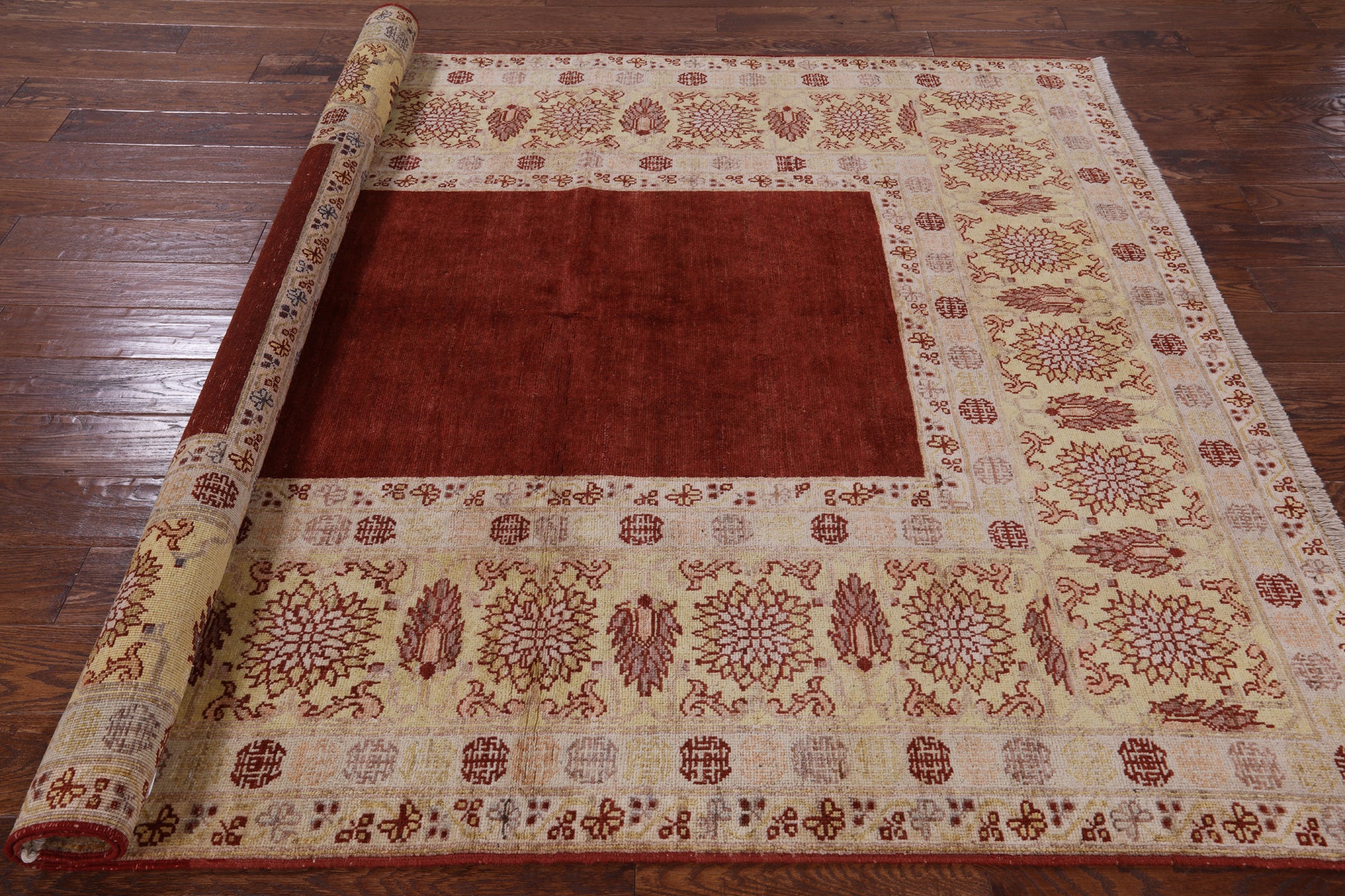 Peshawar Hand Knotted Wool Rug - 6' 3" X 7' 5" - Golden Nile