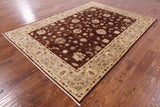 Brown Chobi Peshawar Handmade Wool Area Rug - 6' 4" X 8' 8" - Golden Nile