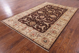 Brown Peshawar Hand Knotted Wool Rug - 6' 0" X 9' 0" - Golden Nile