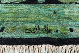 Green Signed Full Pile Overdyed Handmade Wool Rug - 8' 0" X 9' 8" - Golden Nile