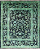 Green Signed Full Pile Overdyed Handmade Wool Rug - 8' 0" X 9' 8" - Golden Nile