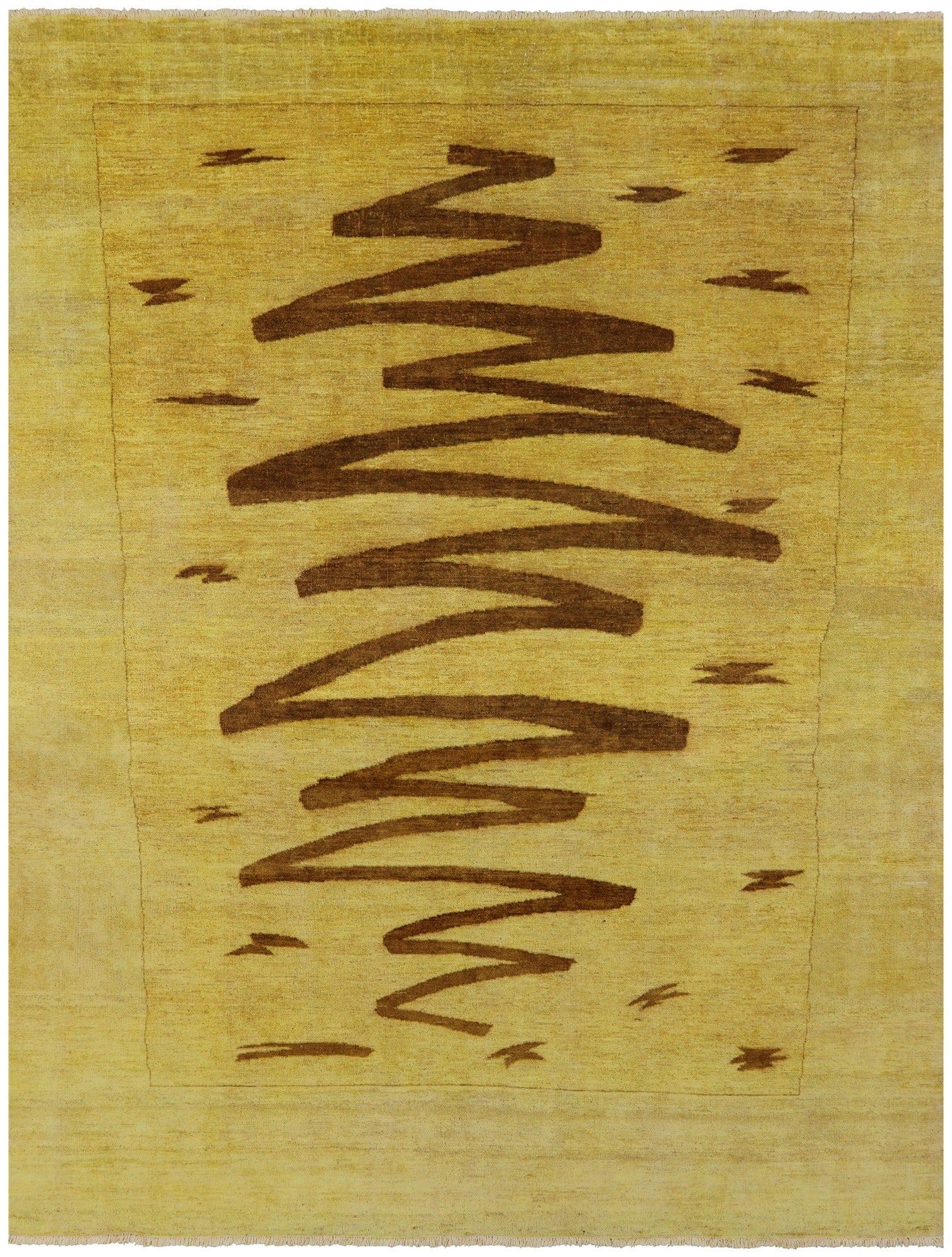 Gold Full Pile Overdyed Hand Knotted Wool Rug - 8' 1" X 10' 0" - Golden Nile