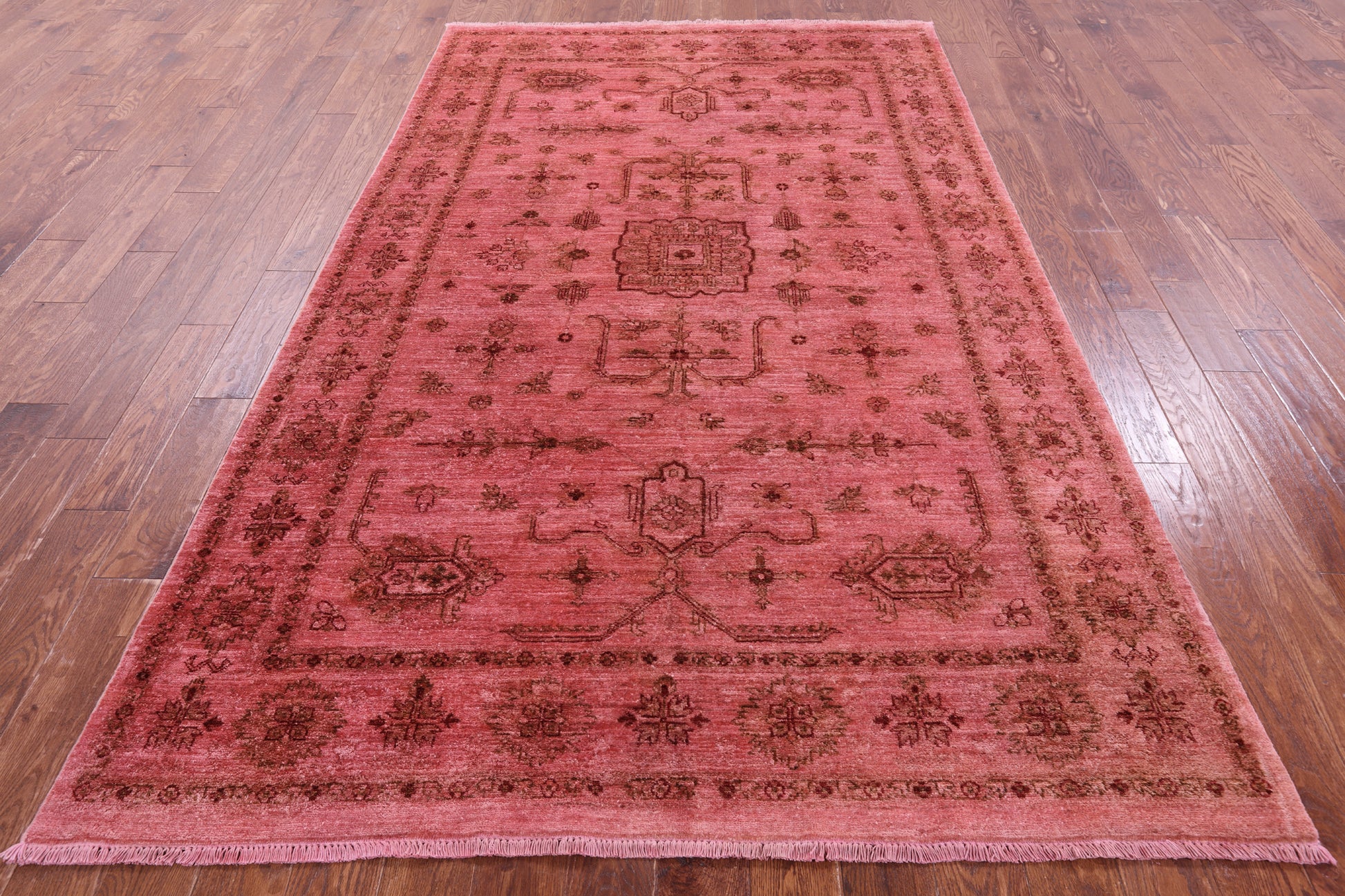 Pink Full Pile Overdyed Hand Knotted Wool Rug - 5' 10" X 9' 6" - Golden Nile