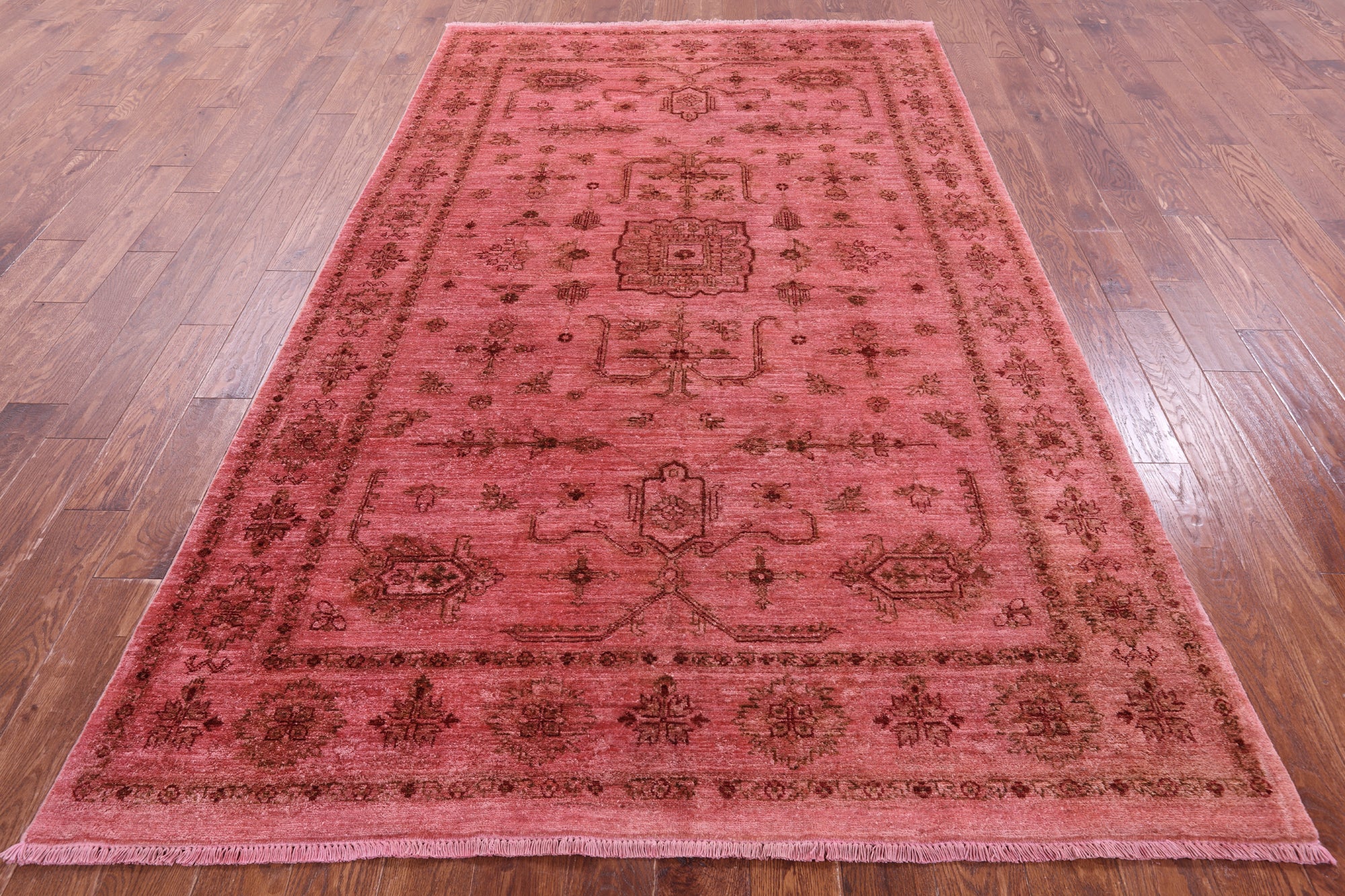 Pink Full Pile Overdyed Hand Knotted Wool Rug - 5' 10" X 9' 6" - Golden Nile