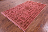 Pink Full Pile Overdyed Hand Knotted Wool Rug - 5' 10" X 9' 6" - Golden Nile