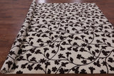 Ivory Floral Modern Handmade Wool Rug - 8' 2" X 9' 10" - Golden Nile
