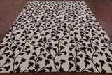 Ivory Floral Modern Handmade Wool Rug - 8' 2" X 9' 10" - Golden Nile