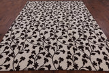 Ivory Floral Modern Handmade Wool Rug - 8' 2" X 9' 10" - Golden Nile