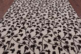 Ivory Floral Modern Handmade Wool Rug - 8' 2" X 9' 10" - Golden Nile