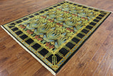 6 X 9 Fine William Morris Hand Knotted Suzani Rug - Golden Nile