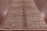 Brown Tribal Moroccan Hand Knotted Rug - 6' 3" X 8' 10" - Golden Nile