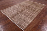 Brown Tribal Moroccan Hand Knotted Rug - 6' 3" X 8' 10" - Golden Nile