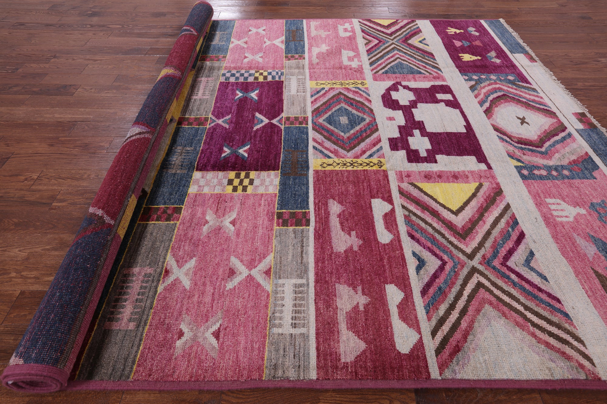Navajo Design Moroccan Hand Knotted Wool Rug - 9' 0" X 11' 7" - Golden Nile