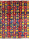 Ikat Hand Knotted Wool Rug - 9' 1" X 11' 10" - Golden Nile