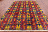 Ikat Hand Knotted Wool Rug - 9' 1" X 11' 10" - Golden Nile