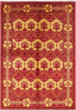 Red William Morris Hand Knotted Wool Area Rug - 5' 10" X 8' 7" - Golden Nile