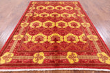 Red William Morris Hand Knotted Wool Area Rug - 5' 10" X 8' 7" - Golden Nile