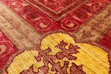 Red William Morris Hand Knotted Wool Area Rug - 5' 10" X 8' 7" - Golden Nile