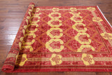 Red William Morris Hand Knotted Wool Area Rug - 5' 10" X 8' 7" - Golden Nile