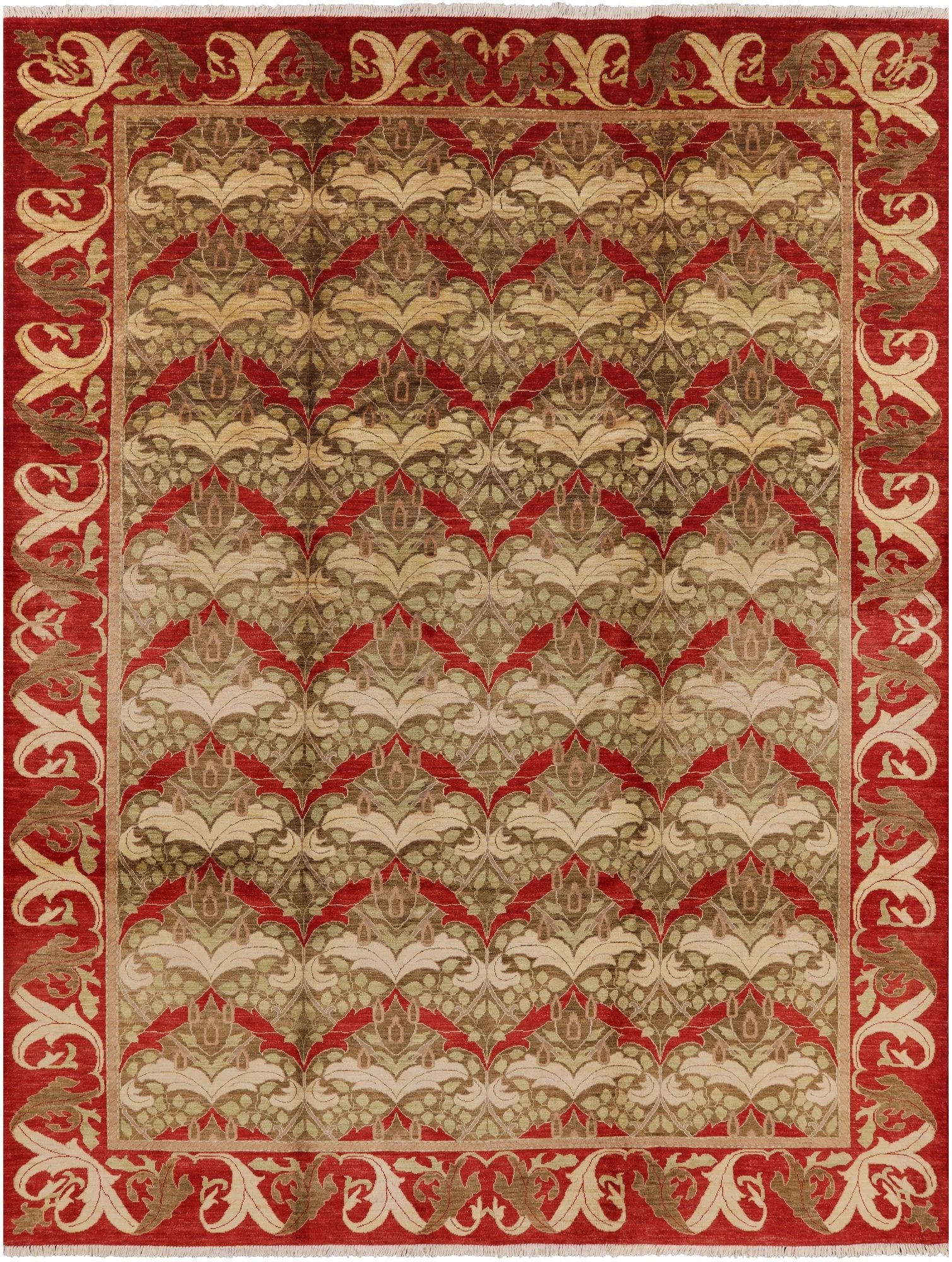 William Morris Handmade Wool Area Rug - 9' 1" X 11' 10" - Golden Nile