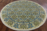 Round Floral Ivory Persian Suzani Oriental Area Rug 8 X 8 - Golden Nile