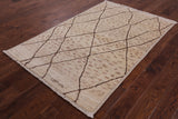 Signed Moroccan Handmade Wool Area Rug - 3' 10" X 6' 1" - Golden Nile