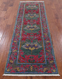 William Morris Handmade Oriental Runner Rug - 2' 7" X 7' 10" - Golden Nile