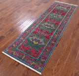 William Morris Handmade Oriental Runner Rug - 2' 7" X 7' 10" - Golden Nile