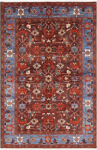 Fine Serapi Hand Knotted Area Rug - 6' 4" X 9' 6" - Golden Nile