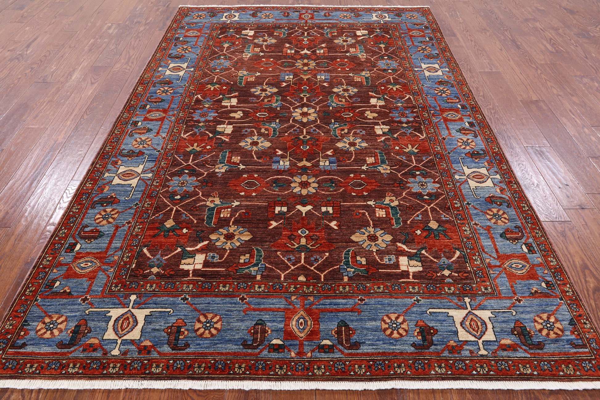 Fine Serapi Hand Knotted Area Rug - 6' 4" X 9' 6" - Golden Nile