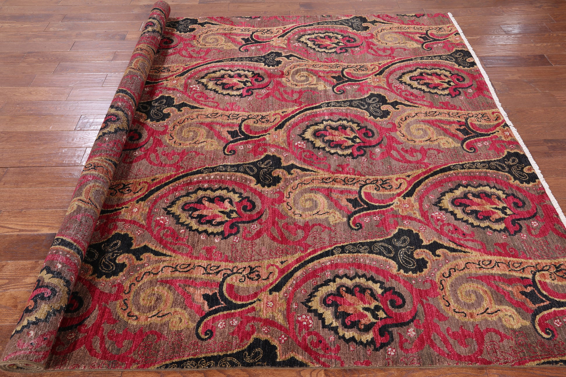 William Morris Handmade Wool Area Rug - 7' 10" X 10' 1" - Golden Nile