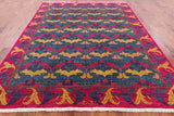 Blue William Morris Hand Knotted Area Rug - 8' 1" X 9' 10" - Golden Nile
