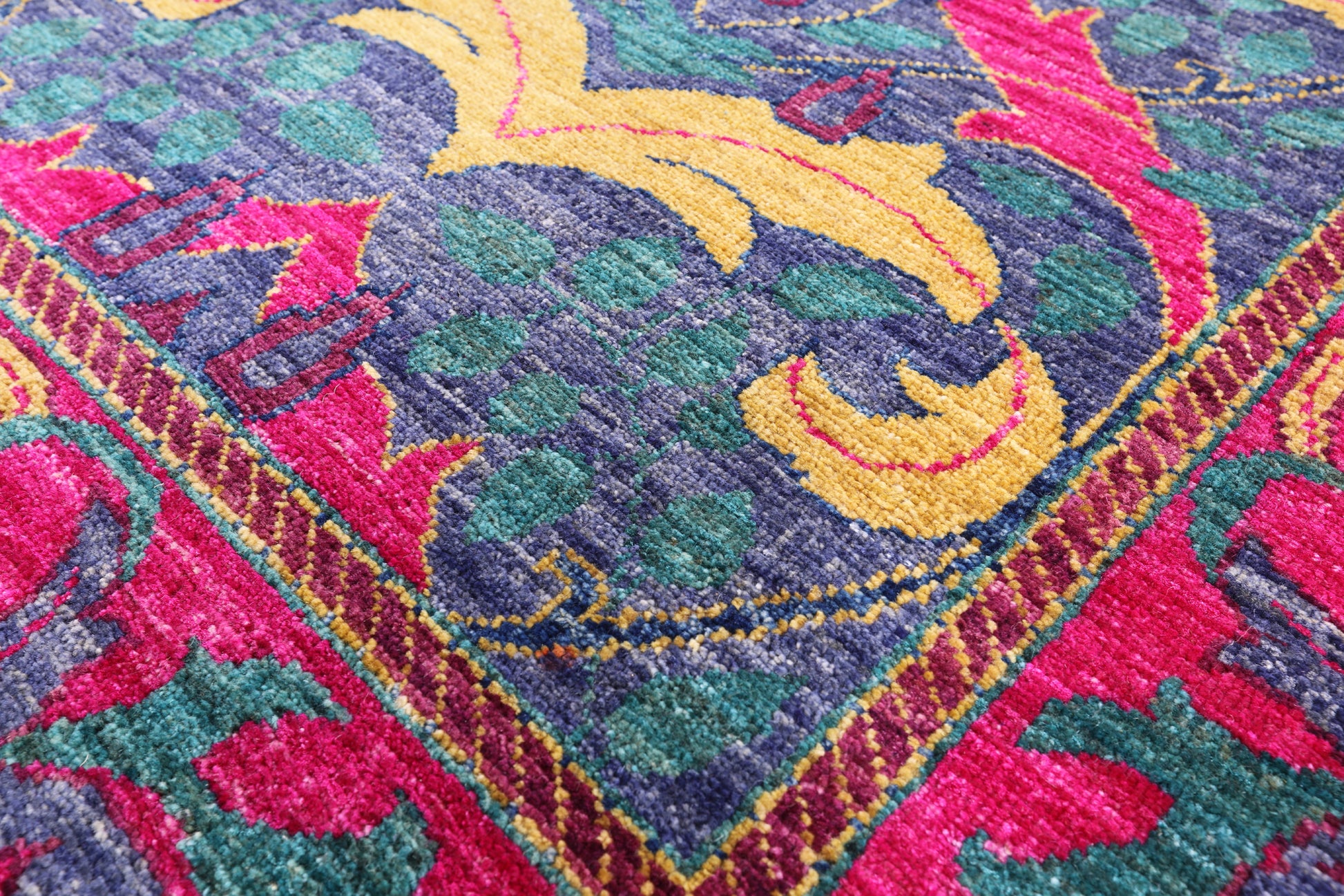 Blue William Morris Hand Knotted Area Rug - 8' 1" X 9' 10" - Golden Nile