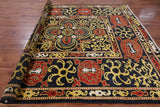 Black William Morris Hand Knotted Wool Area Rug - 8' 3" X 10' 1" - Golden Nile