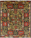 Black William Morris Hand Knotted Wool Area Rug - 8' 3" X 10' 1" - Golden Nile