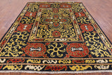 Black William Morris Hand Knotted Wool Area Rug - 8' 3" X 10' 1" - Golden Nile