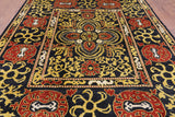 Black William Morris Hand Knotted Wool Area Rug - 8' 3" X 10' 1" - Golden Nile