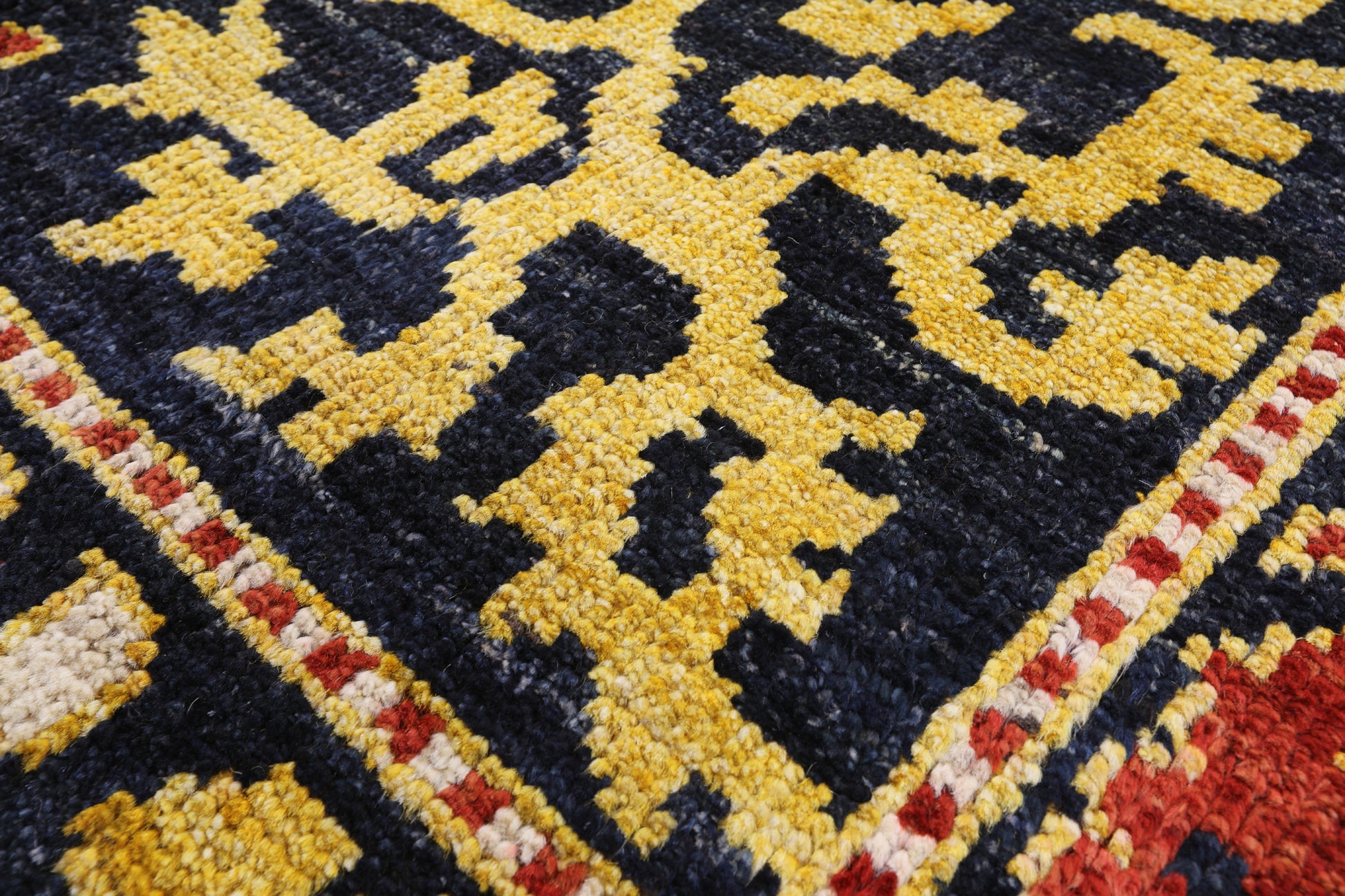 Black William Morris Hand Knotted Wool Area Rug - 8' 3" X 10' 1" - Golden Nile